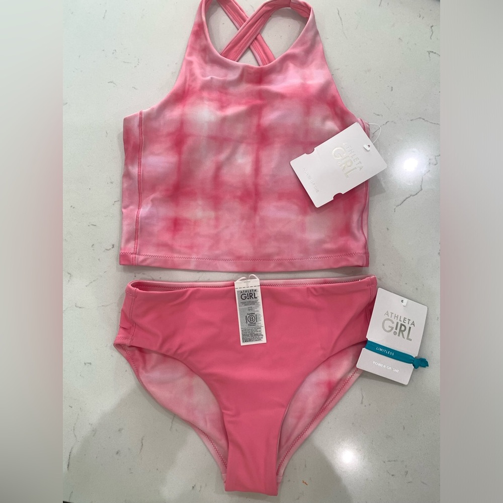 NWT Athleta Girl Bali Bégonia Tankini & Reversible Bikini Bottoms size Large/12